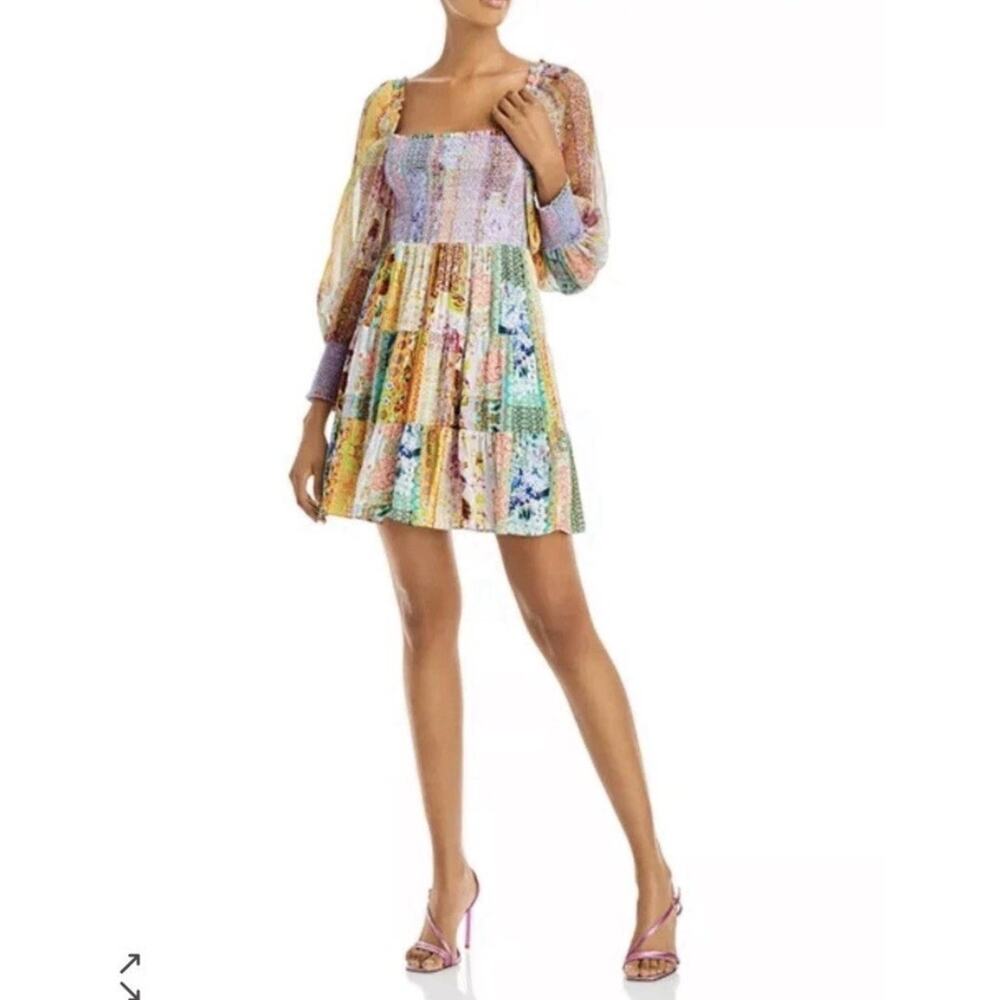 NWT Alice + Olivia Rowen Tiered Mini Dress NEW Large - Picture 3 of 10